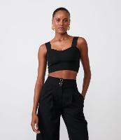 Blusa Regata Cropped em Tricô com Alças Largas - 1