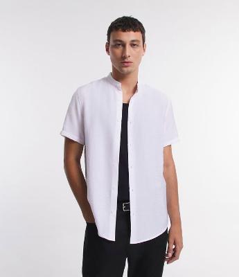 Camisa Slim em Airflow com Gola Padre e Textura