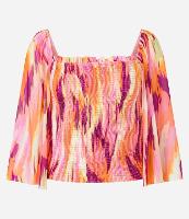 Blusa em Tule com Manga Gode Detalhe Lastex e Estampa Abstrata - 2