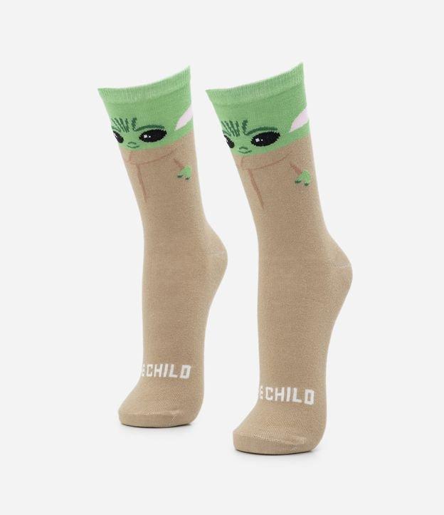 Meia Cano Alto em Algodão com Estampa do Baby Yoda - 1
