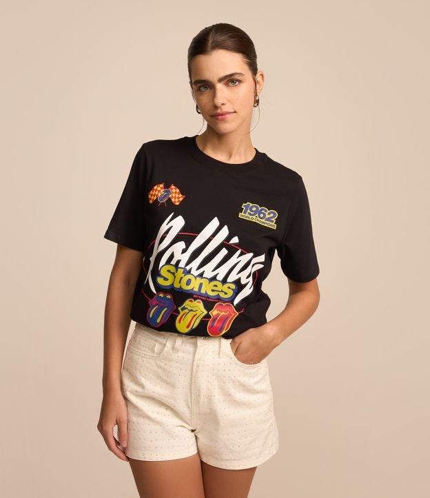 Short Cintura Alta em Jeans com Brilho Aplicado - 2