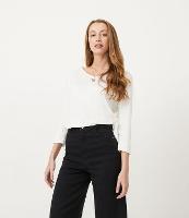 Blusa Básica em Viscose com Manga 3/4 e Decote V - 1