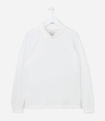 Camiseta Polo Infantil Manga Longa em Piquet - Tam 5 a 14 anos