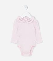 Body Infantil em Suedine com Bordado de Flor na Gola Boneca - Tam RN a 24 meses - 1