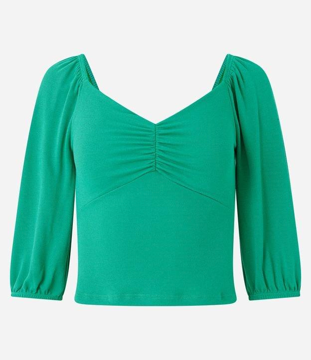 Blusa em Piquet com Franzido no Busto e Manga 3/4 - 2