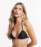 Biquíni Top Cortininha com Frufru nas Bordas e Detalhe Dourado - 1