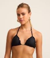 Biquíni Top Cortininha com Frufru nas Bordas e Detalhe Dourado - 2