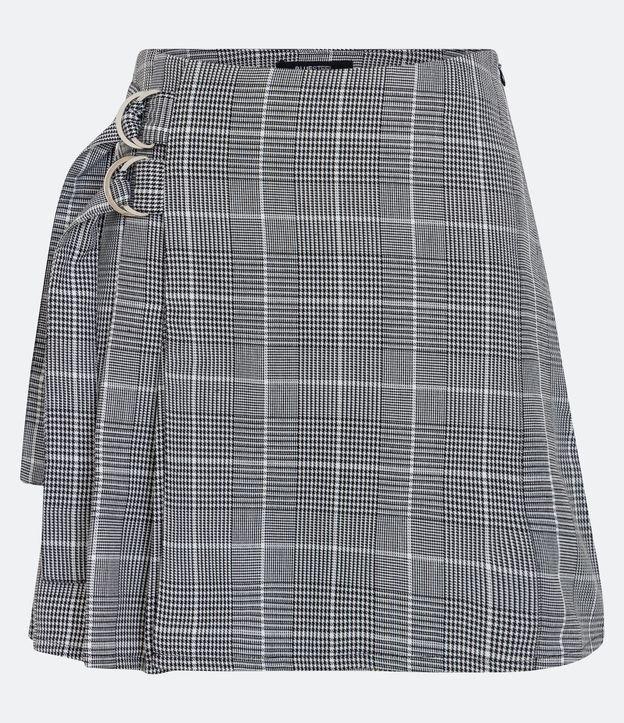 Saia Curta Alfaiataria Xadrez com Argolinhas Laterais - 2