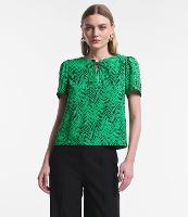 Blusa em Crepe com Manga Bufante e Estampa Abstrata - 1