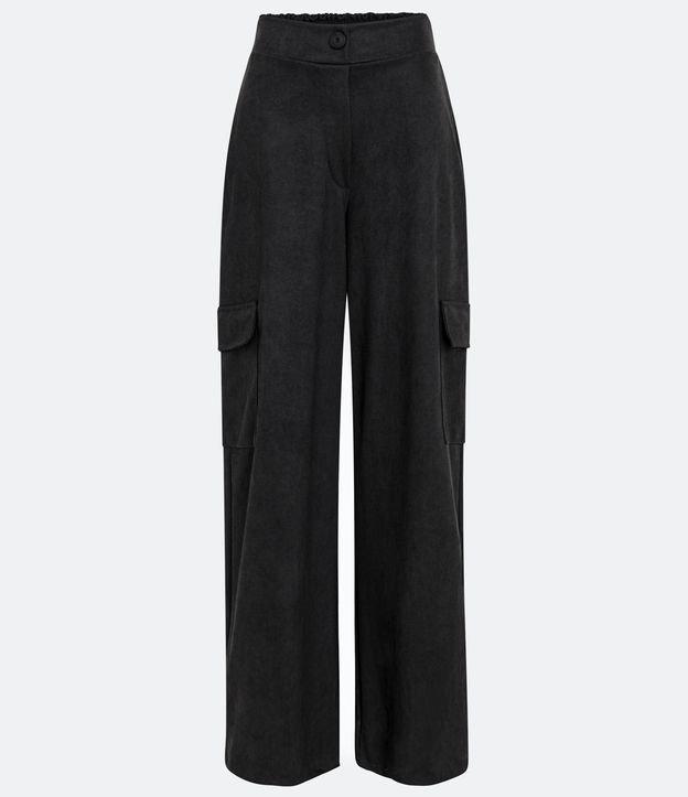 Calça em Material Sintético com Elástico no Cós e Bolsos Cargo - 2
