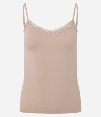 Camisete Alças Finas Sem Costura e com Renda