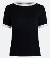 Blusa Meia Malha com Contraste na Gola e Manga Curta - 2