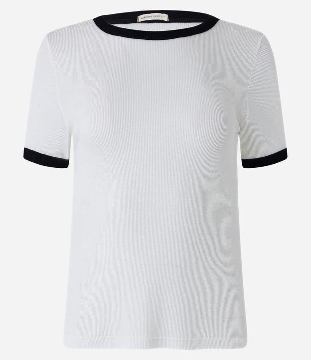 Blusa Meia Malha com Contraste na Gola e Manga Curta - 2