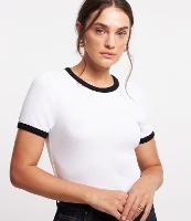 Blusa Meia Malha com Contraste na Gola e Manga Curta - 4