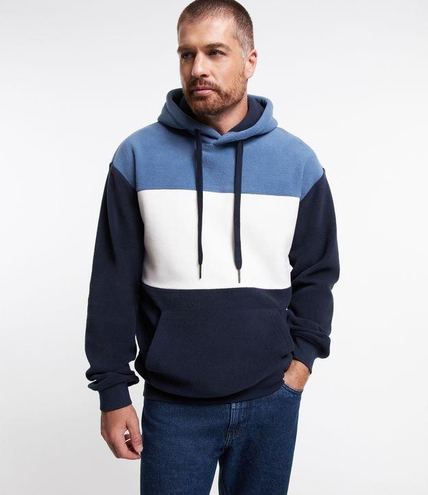 Blusão Fechado em Fleece com Blocos de Cor e Bolso Canguru - 2