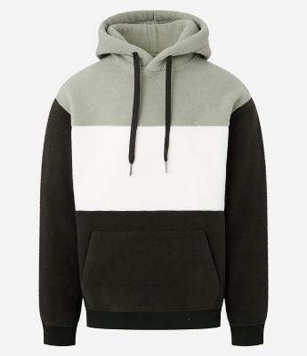 Blusão Fechado em Fleece com Blocos de Cor e Bolso Canguru