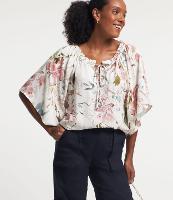 Blusa Ombro a Ombro em Viscolinho com Estampa Floral - 1