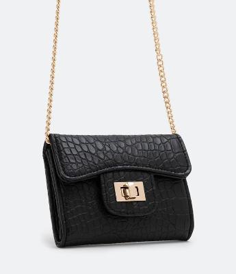 Carteira Envelope Pequena em Material Sintético com Textura Croco