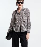 Camisa Manga Longa em Crepe com Estampa Xadrez - 1