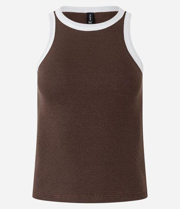 Blusa Regata em Ribana com Cava Contrastante - 1