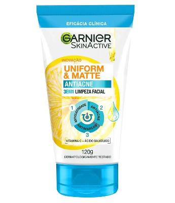 Sabonete Facial 3 em 1 Garnier Uniform Matte Antiacne Skin Active