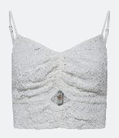 Blusa de Alça Cropped em Renda com Recorte Vazado Frontal - 2