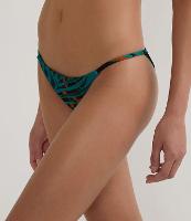 Biquíni Calcinha String em Microfibra com Estampa de Folhagem - 1