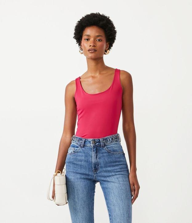 Blusa em Poliamida com Decote U e Alça Larga - 1