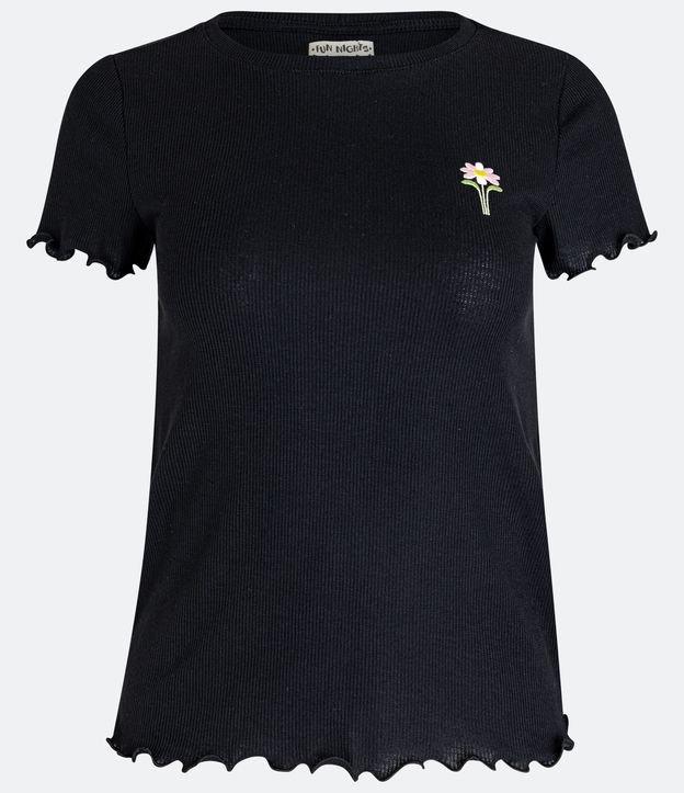 Blusa de Pijama em Ribana com Bordado de Flor - 2