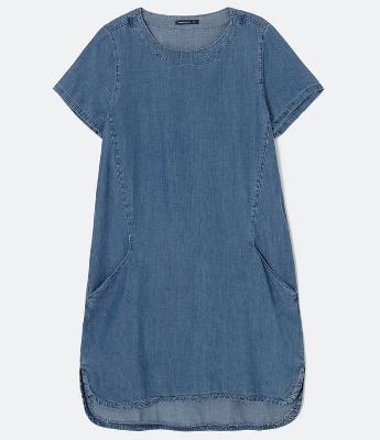 Vestido em Liocel com Manga Curta
