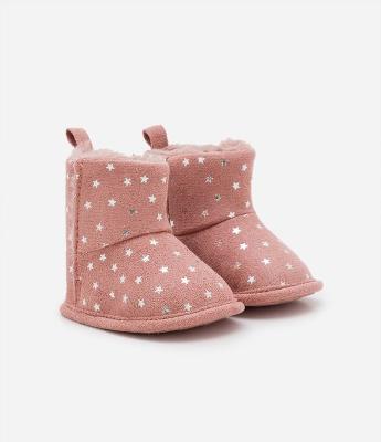 Bota Infantil com Pelinhos e Estampa Estrelinhas - Tam 0 a 18 Meses