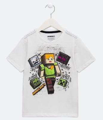 Camiseta Infantil Estampa Minecraft - Tam 5 a 14 Anos