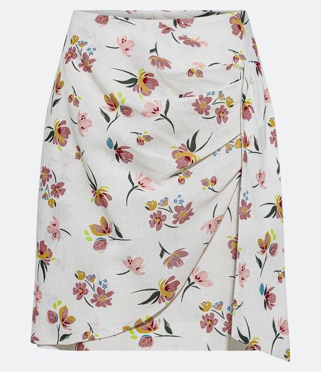 Saia Curta em Linho com Faixa e Flores Estampadas - 2