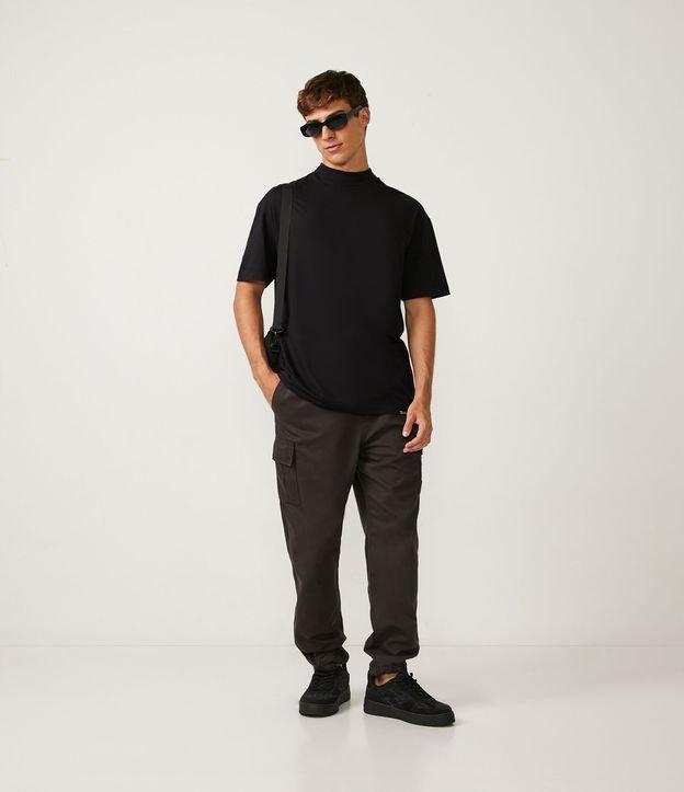 Calça Ballon em Sarja com Cós Elástico e Barra Ajustável - 1