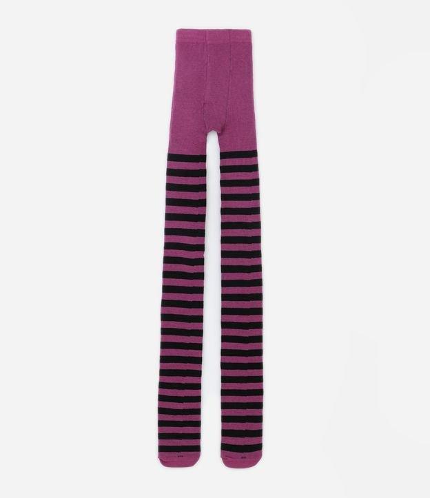 Meia Calça Infantil em Algodão com Estampa de Listras- Tam P ao G - 1