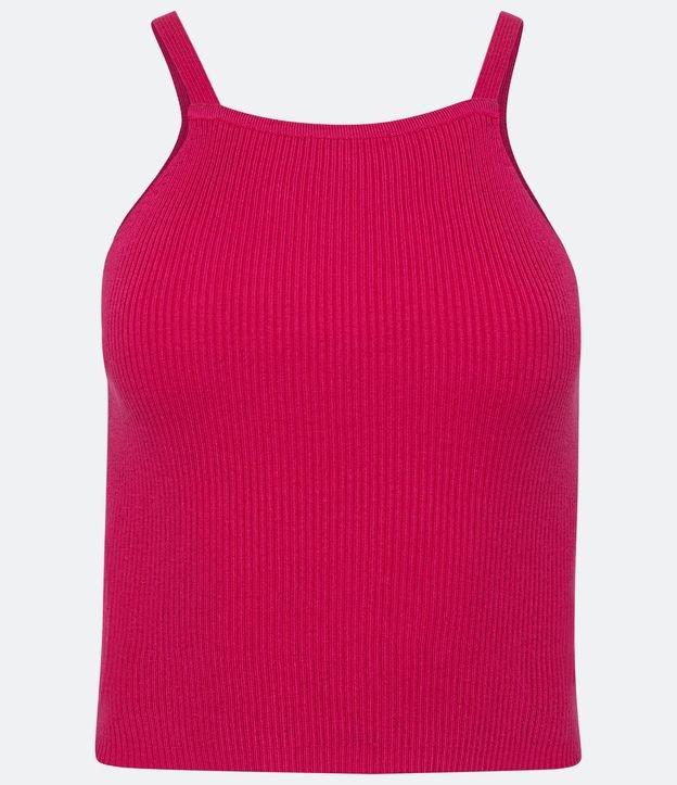 Blusa Curta de Alça em Tricô Canelado - 2