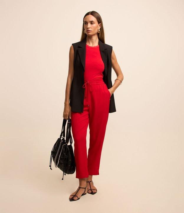 Calça Fluida com Cós Elástico e Amarração - 2