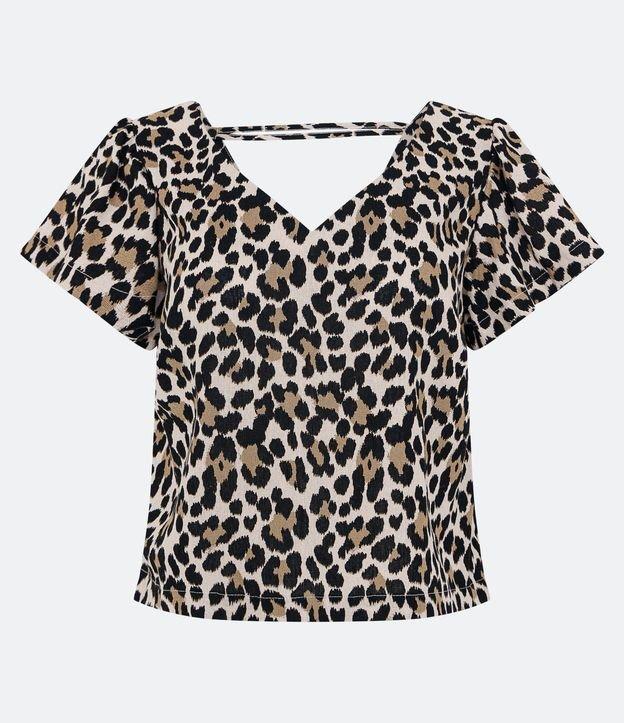 Blusa Manga Curta em Viscolinho com Estampa de Onça - 2
