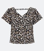 Blusa Manga Curta em Viscolinho com Estampa de Onça - 2
