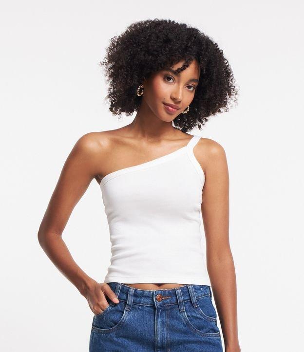 Blusa um Ombro só em Ribana com Textura Leve - 1