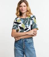 Blusa T-shirt em em Viscose com Estampa de Folhagens - 2