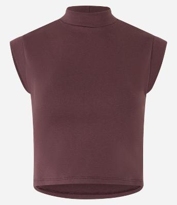 Blusa Regata Cropped em Ribana com Golinha Alta