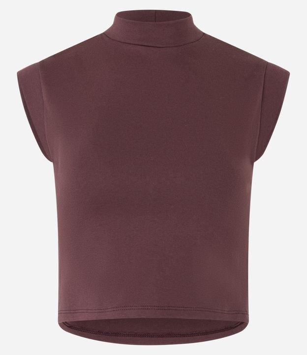 Blusa Regata Cropped em Ribana com Golinha Alta - 1