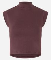 Blusa Regata Cropped em Ribana com Golinha Alta - 1