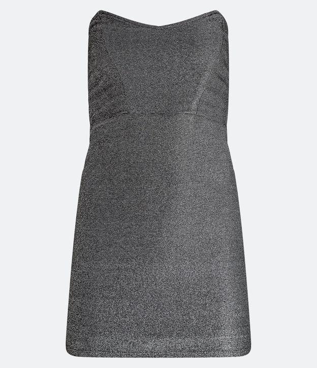 Vestido Curto em Meia Malha Metalizado com Decote Tomara que Caia - 2