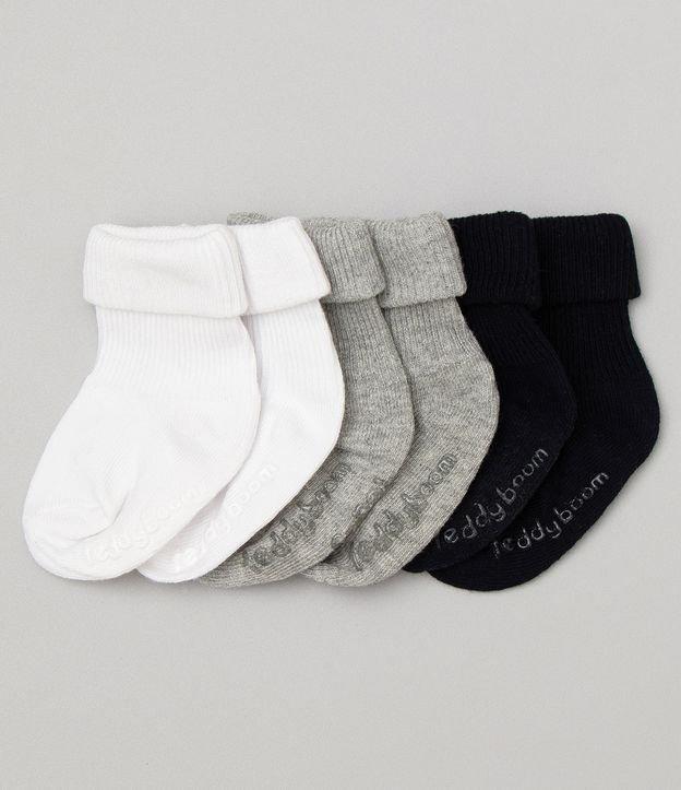 Kit 03 Meias Infantis em Algodão com Dobra Dupla - Tam 0 a 12 Meses - 1