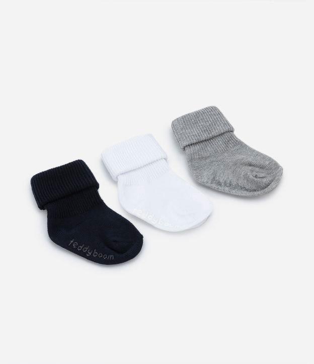 Kit 03 Meias Infantis em Algodão com Dobra Dupla - Tam 0 a 12 Meses - 4