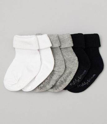 Kit 03 Meias Infantis em Algodão com Dobra Dupla - Tam 0 a 12 Meses