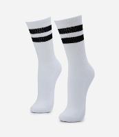 Meia Cano Alto em Algodão com Textura Canelada e Listras - 1