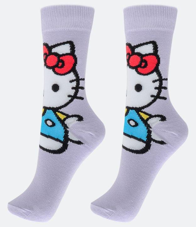 Meia Cano Alto em Algodão com Estampa Hello Kitty - 1